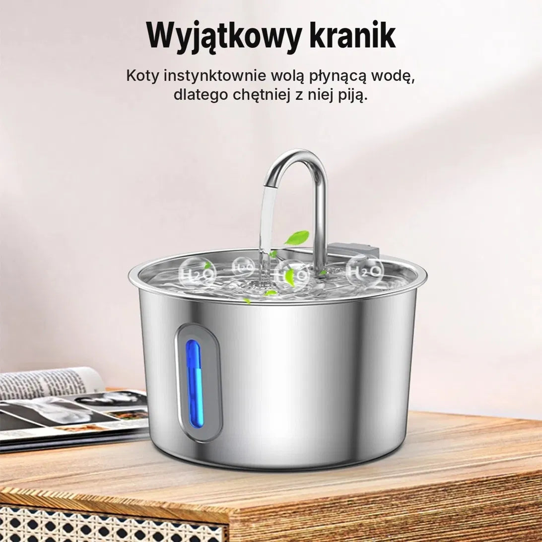 Fontanna dla kota ze stali nierdzewnej