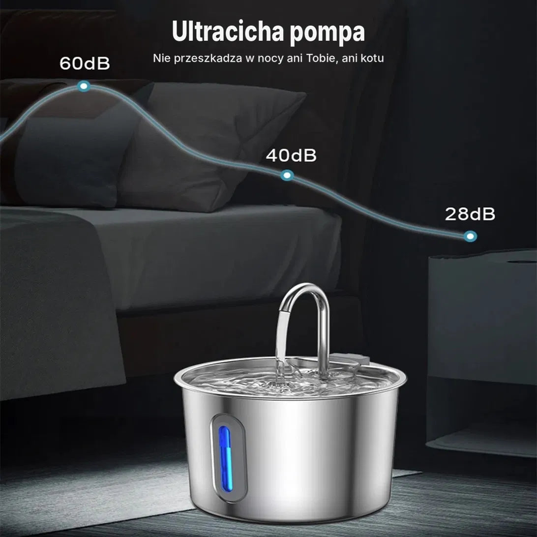 Fontanna dla kota ze stali nierdzewnej
